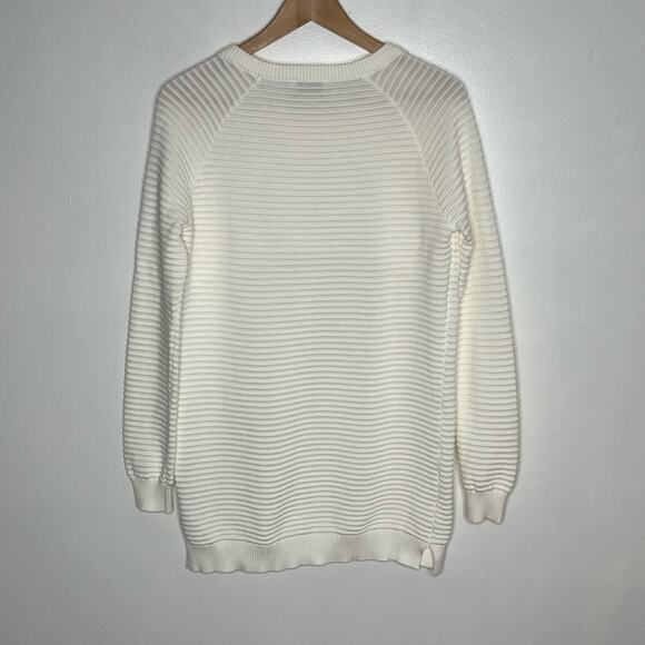 Seraphine Maternity Nursing Sweater XS Ivory Ribbed Gold Button Shoulder Cotton - Picture 8 of 9